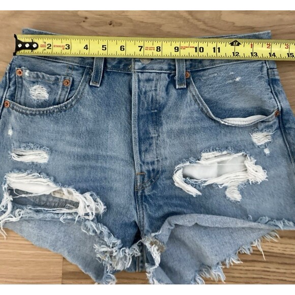 Levi's 501 Button Fly Cut Off Shorts Women's 27 Extreme Distress Bodycon Trashed - Picture 15 of 16